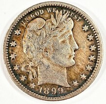 1899 25C Barber Quarter in Extra Fine XF Condition, Medium Toning, Nice ... - $89.09