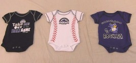 2025  MLB INFANT BABY 3 Piece Creeper Colorado Rockies Purple Black 0-3 ... - $32.17 CAD