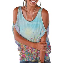 Mondxflaur Flowers Sleeveless T Shirts for Women Loose Fit Elegant Top C... - $22.99
