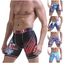2018 Men&#39;s U convex Boxer briefs Shorts Tight printed Long Leg Sports Un... - $152.12 MXN