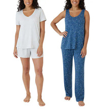 Eddie Bauer Ladies Size X-Small 4-Piece Sleep Set, Blue Stars &amp; Gray - £15.84 GBP