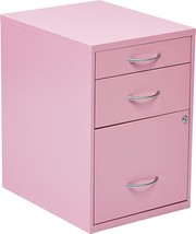Osp Home Furnishings Hpb Heavy Duty 3-Drawer Metal File Cabinet, Pink Finish. - £141.21 GBP