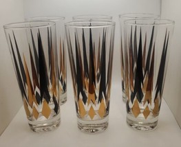 Anchor Hocking Golden Peaks TOM COLLINS 6.75&quot; Lot of 6 Mid-Century Moder... - $79.00