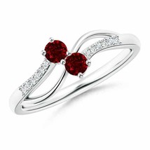 ANGARA Classic Two Stone Ruby Bypass Split Shank Ring for Women in 14K Gold - £712.81 GBP