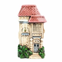Vintage Vase Victorian Row House Ceramic Art Pink Roof Home Decor - £21.76 GBP