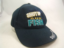 Shut Up And Fish Hat Dark Blue Hook Loop Baseball Cap - £12.18 GBP