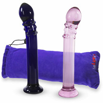 LeLuv Dildo 7.5 Inch Curved G-Spot Glass Wand with Premium Padded Pouch - £23.35 GBP+