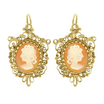 Shell Cameos Antique Style Earrings 14K Yellow Gold - £500.83 GBP