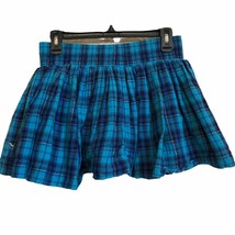 VS PINk flannel turquoise plaid mini skirt size M festival - £28.01 GBP