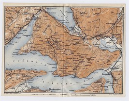 1911 MAP OF VICINITY OF KUESSNACHT WEGGIS GERSAU LAKE LUCERNE ALPS SWITZ... - £17.13 GBP