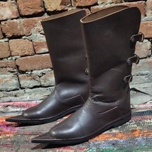 Mens Brown shoes | Pointed Medieval Leather Boots | SCA LARP Boots | Ren... - £60.09 GBP