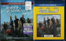 Fast &amp; Furious 6 BLU-RAY 2 Disc Extended Edition Universal Video Slipcover New - £7.86 GBP