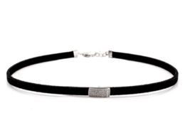 Black Velvet Choker Necklace With Zirconia - £71.67 GBP