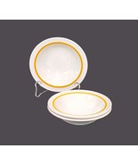 Three Steelite rimmed dessert bowls. Yellow bands. Vintage Hotelware Eng... - £38.34 GBP