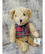 Holiday Bear &quot;Alexander&quot; Plaid Vest Pocketwatch Button 12&quot;Tall Jointed L... - £18.99 GBP