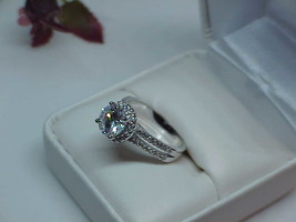 QVC Sterling Halo Diamonique Solitaire 2.00ct CZ Ring Heart Band Sz 7.5 ... - $98.99