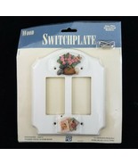 Vintage FIGI White Gardening Wood Double Rocker Switchplate Outlet Cover... - £11.86 GBP