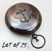 Antique Brass Pocket Compass Nautical Push Button Anchor Compass Set of ... - £125.59 GBP