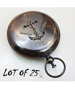Antique Brass Pocket Compass Nautical Push Button Anchor Compass Set of ... - £124.43 GBP