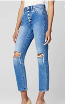 Women’s Denim Jeans BlankNyc Button Fly Crop High Rise Blue Distressed 2... - $41.58