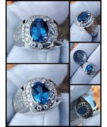 Natural London Blue Topaz 3.4 Carat Silver Ring - $234.88