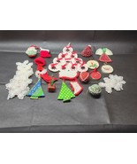 Vintage HAND CRAFTED Cloth Knit Crochet Sewn Christmas Ornaments - Lot O... - £16.11 GBP