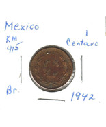 Mexico 1 Centavo, 1942, Bronze, KM 415 - £0.78 GBP