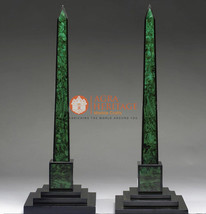 Malachite Marble Hand Cut Ancient Egyptians Obelisk for Mantle or Tabletop Decor - £754.63 GBP+