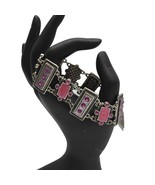 Chicos Bracelet Pink Rhinestones Enamal Silver Tone Handcrafted New Old ... - £17.48 GBP