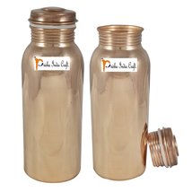 Prisha India Craft 700ml / 23.67oz - Set of 2 Pure Copper Water Bottle for Healt - £34.72 GBP