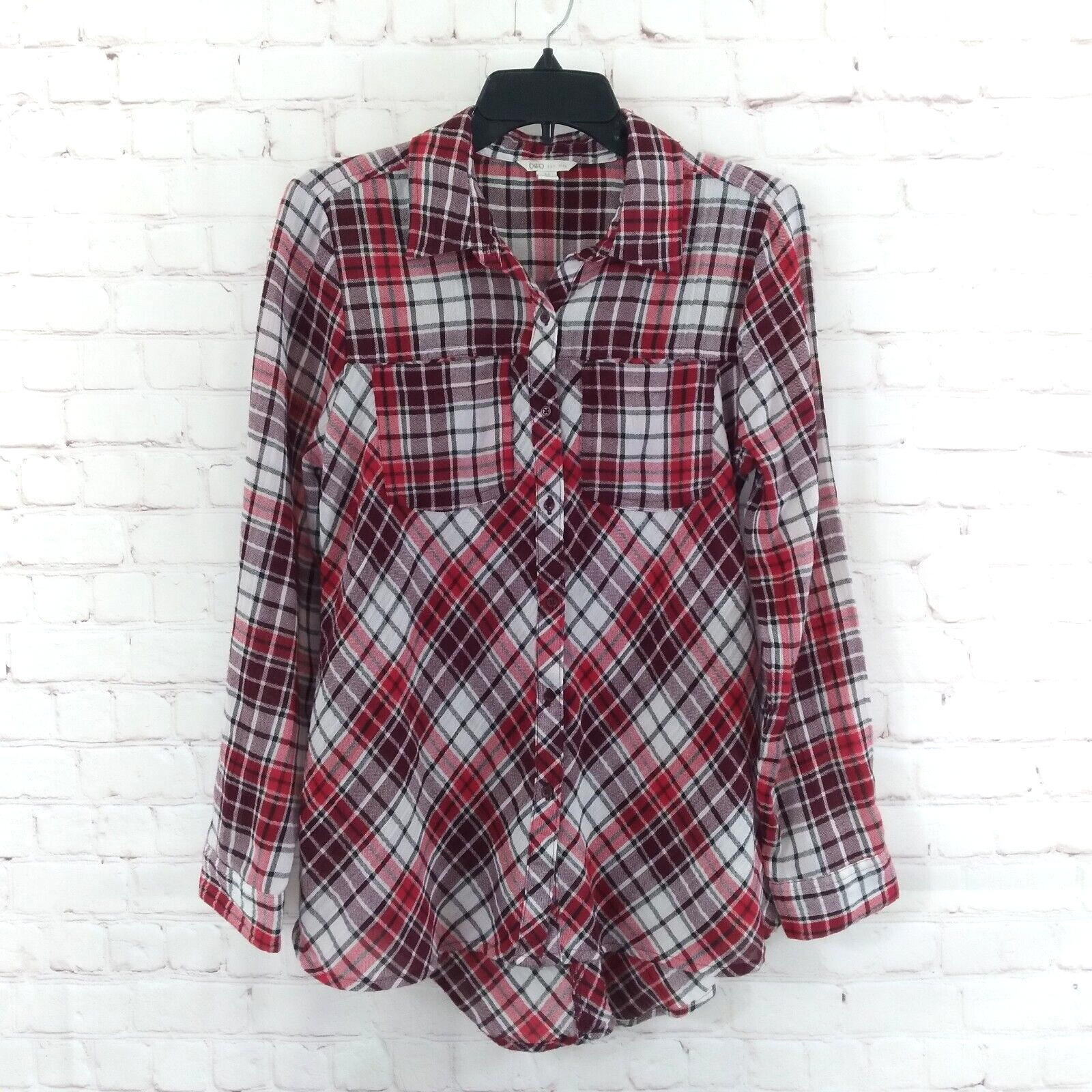 Cato Shirt Womens Medium Red Plaid Long Sleeve Fitted Collared Button Up... - £13.49 GBP