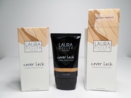 2 LAURA GELLER Cover Lock Cream Foundation Golden Medium 1 oz - £21.83 GBP
