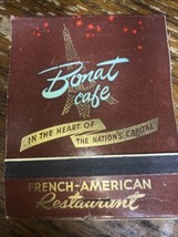 HUGE 4” Vintage Matchbook BONAT&#39;S CAFE - Washington DC printed matches u... - $18.86