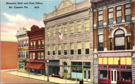 Masonic Hall and Post Office in Mt. Carmel, PA 1930 - 1945 Main Street nostalgic - £13.49 GBP