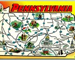 Stato Mappa Greetings Pennsylvania Pa Unp Cromo Cartolina G11 - £2.40 GBP