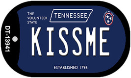Kiss Me Tennessee Blue Novelty Metal Dog Tag Necklace - £12.75 GBP