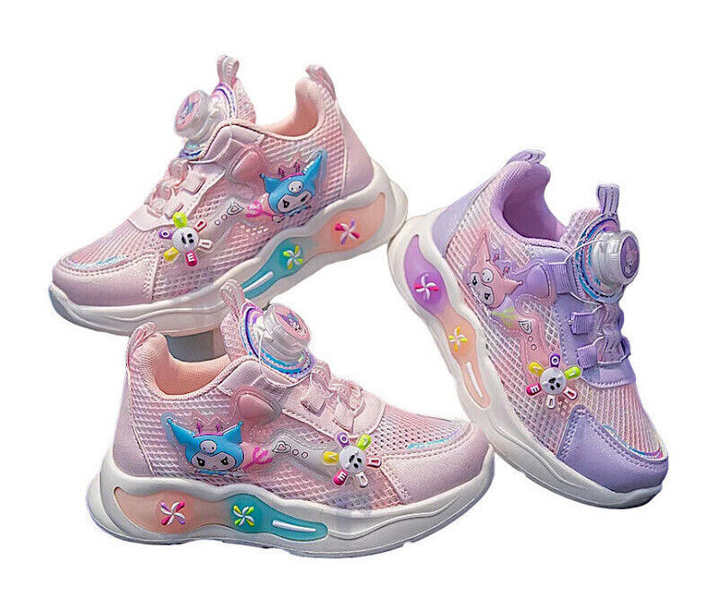 Kuromi Girls Sneakers Comfort Sport Shoes Rotating Buckle Laces Kids Trainers