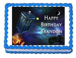 DR. WHO TARDIS edible party cake topper decoration frosting sheet image party - £8.03 GBP