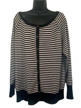 Lane Bryant Cardigan Sweater Black Beige Stripe Metallic Plus Size 18/20 - $23.21