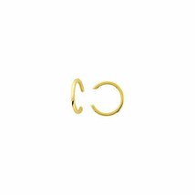 14K Solid Gold High Polished Plain Ear Cuff Earrings - Minimalist Yellow /White - £132.37 GBP