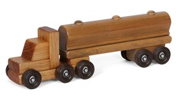 TANKER TRUCK - Milk Oil Tractor Trailer Amish Handmade Montessori Wood Toy USA - £47.20 GBP