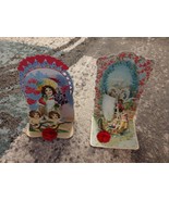 2 VINTAGE ANTIQUE 3D POP-UP FOLD OUT VALENTINE&#39;S DAY CARDS - $74.24