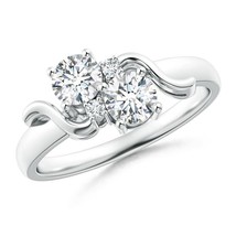 Angara Lab-Grown 0.74 Ct Vintage Style Two Stone Diamond Swirl Ring in S... - $769.00