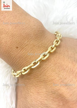 18 Kt, 22 Kt Real Gold Oval Cable Link Paperclip Bracelet Bangle 6 MM 14... - £1,991.25 GBP+