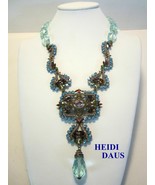 HEIDI DAUS Haute Couture Art Deco Swarovski Blue Crystal &amp; Rhinestone Ne... - $348.20 CAD