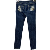 Rocawear jeans size 7 womens straight leg gold design dark wash skinny p... - £13.93 GBP
