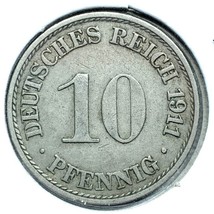 1911 A German Empire 10 Pfennig Coin - $8.90