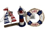 Gallarie II Sag Harbor Trio Christmas Ornament Lighthouse Life Saver Sai... - $17.45