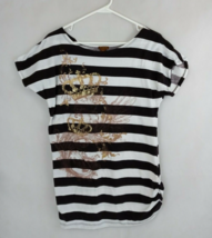 Copper Key Brown &amp; White Stripe Shirt With Crown Design Size XL - £11.38 GBP