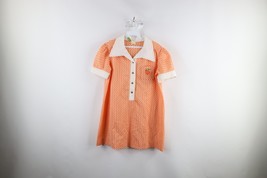 Vtg 60s Lane Bryant Love Womens Plus 14 1/2 Collared Knit Polo Shirt Orange USA - £73.91 GBP